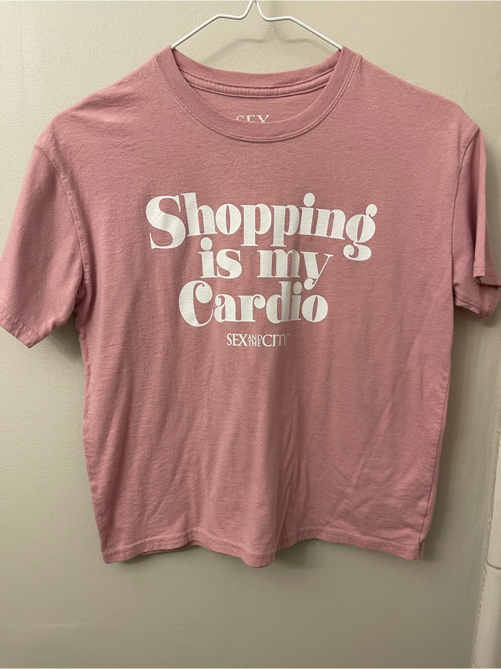 'Shopping Is My Cardio'  Sex and the City Pink Graphic Tee